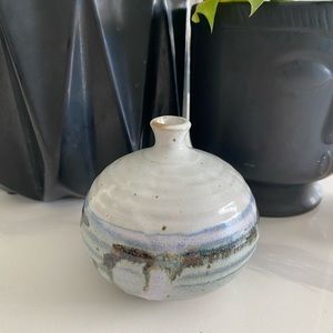 Vintage Hand Painted and Signed Ceramic Orb Bud Vase